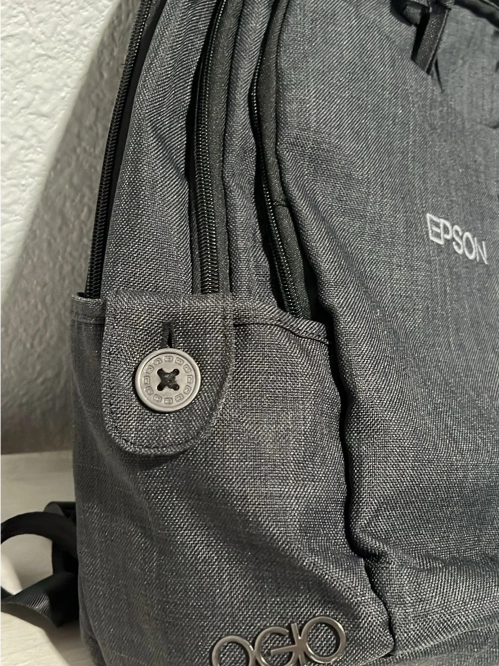 Epson Charcoal Gray Men's Backpack with Button Accent